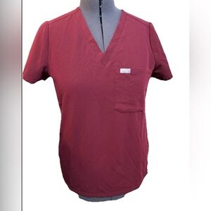 Figs Catarina Technical Collection Scrub Top Women’s Size Small Burgundy